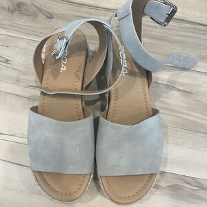 Soda Platform Espadrilles in Gray Suede